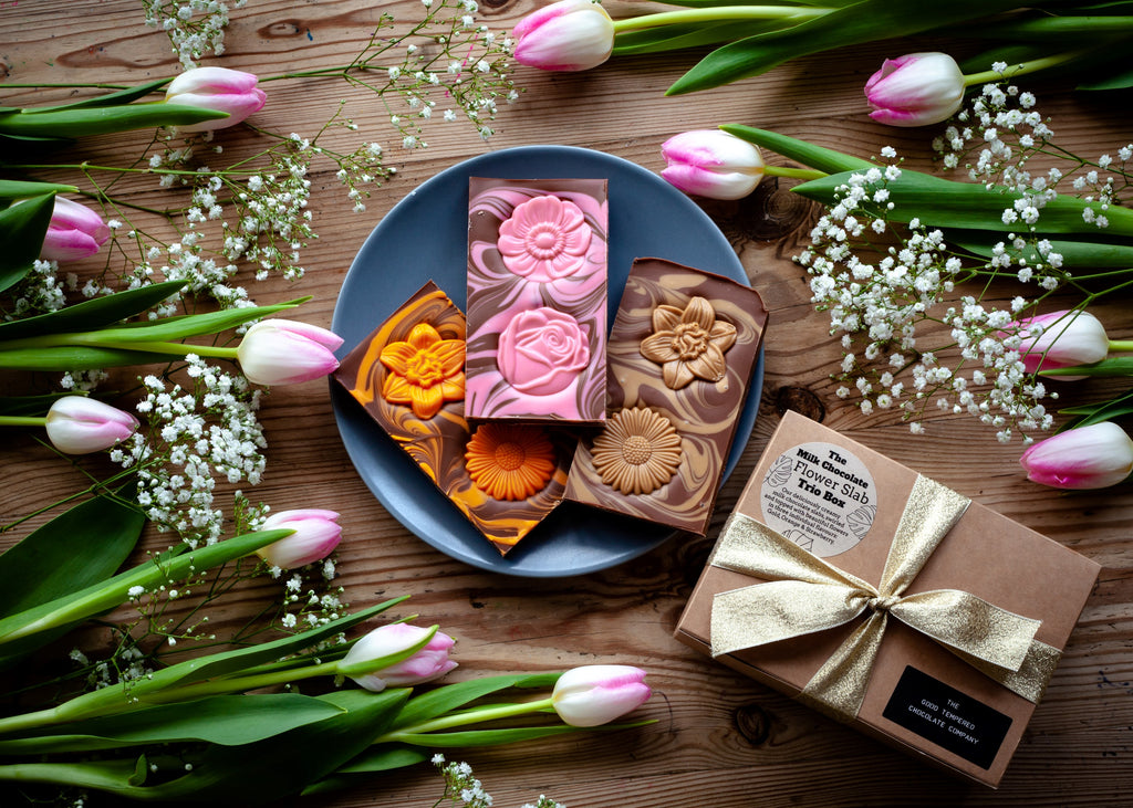 The Good Tempered Chocolate Company Flower Slab Trio Box Mothers Day Chocolate