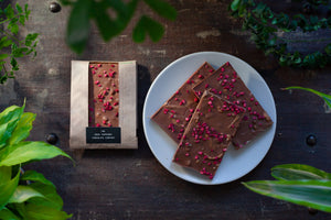 The Good Tempered Chocolate Company Milk Chocolate Peanut Butter and Raspberry Slab